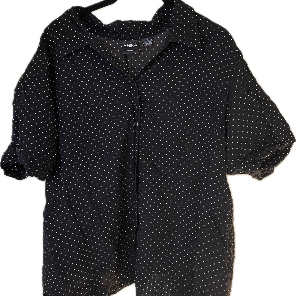 Erika Black and White Polka Dot Blouse